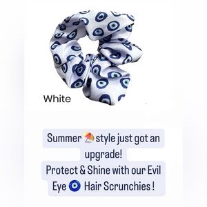 Fabric evil eye scrunchie